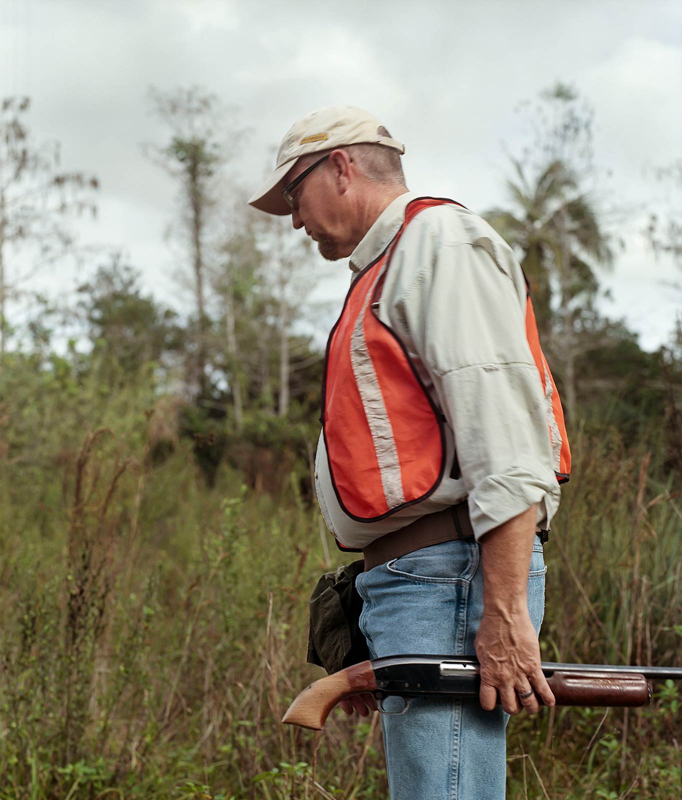 Hunting invasive Burmese python in Southern Florida Everglades. Documentary photos shot on Kodak film