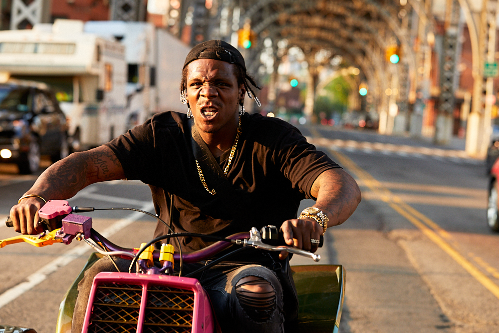 A$AP TyY is a local legend rapper in Harlem, New York best known for racing his dirt bike and quad racer through the streets. Editorial shot for major clothing brand Ksubi