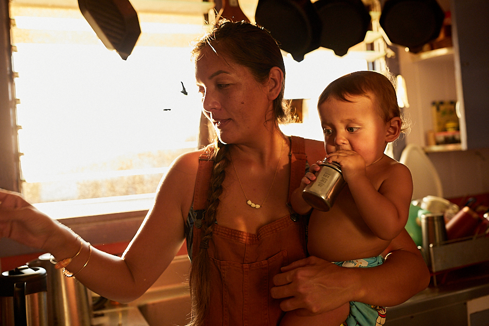 Kimi Werner is a local Hawaiian and world class free diver and spear fisherwoman. As a new mother she hunts and cooks fro her family and is a world class athlete.