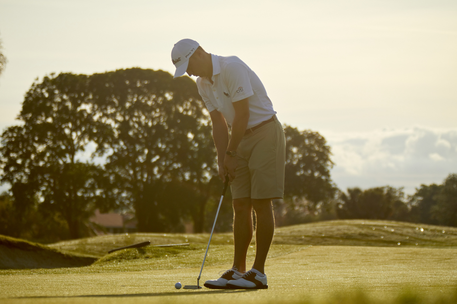 Golf and PGA celebrity champion Justin Thomas on the golf course in South Florida shot commercially with Citi Bank.
