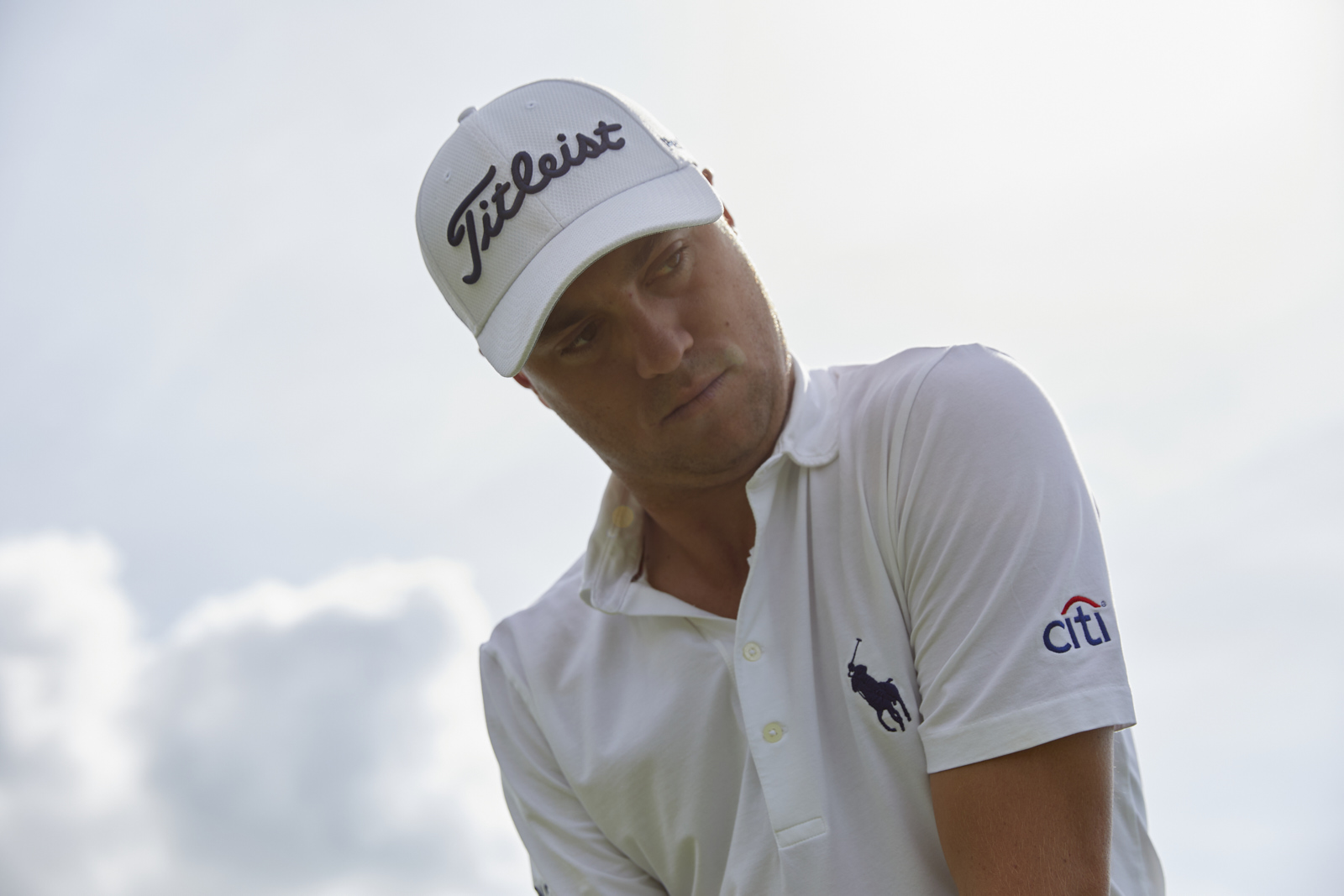 Golf and PGA celebrity champion Justin Thomas on the golf course in South Florida shot commercially with Citi Bank.