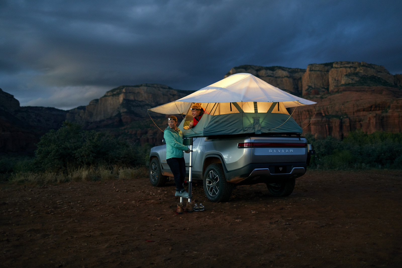 Automotive advertising directed and photographed by Dylan Johnston for electric vehicle Rivian. Shot on location in the Florida Keys throughout a weekend adventure fly fishing and camping in Arizona.